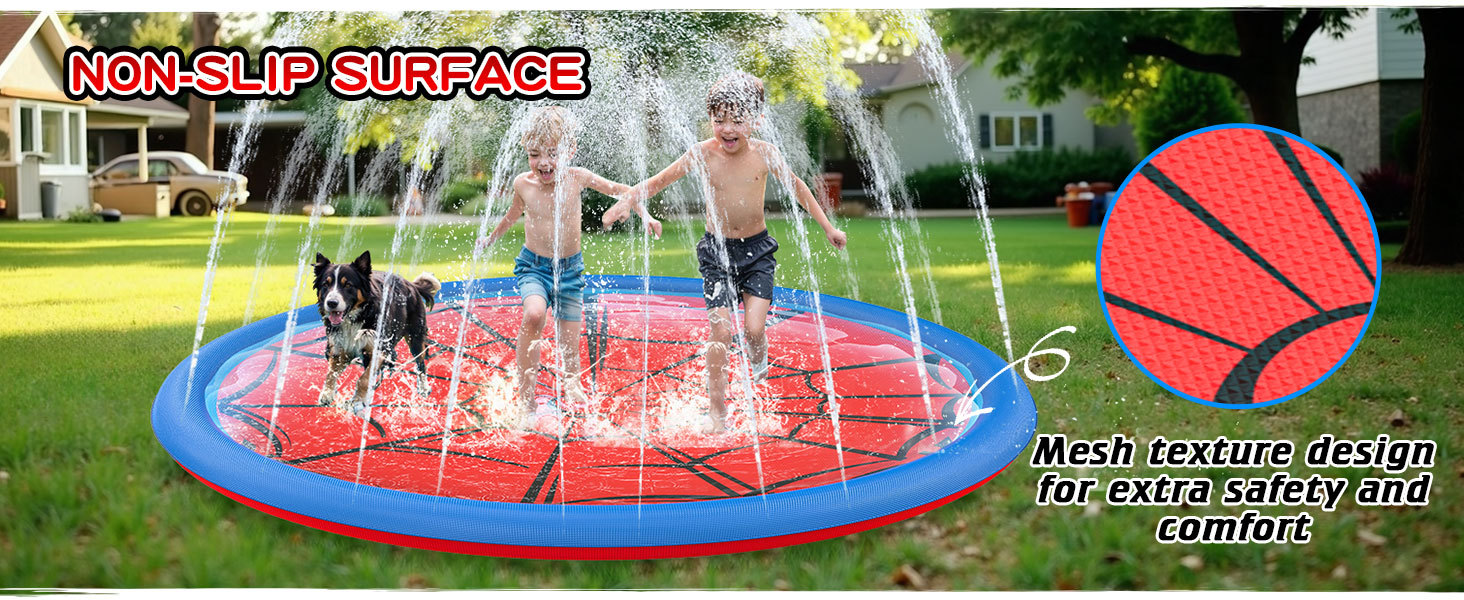 Customizable Non-Slip Sprinkler Mat – Dog & Kid Outdoor Water Play Pad with Spider Web Design Customizable Non-Slip Sprinkler Mat – Dog & Kid Outdoor Water Play Pad with Spider Web Design