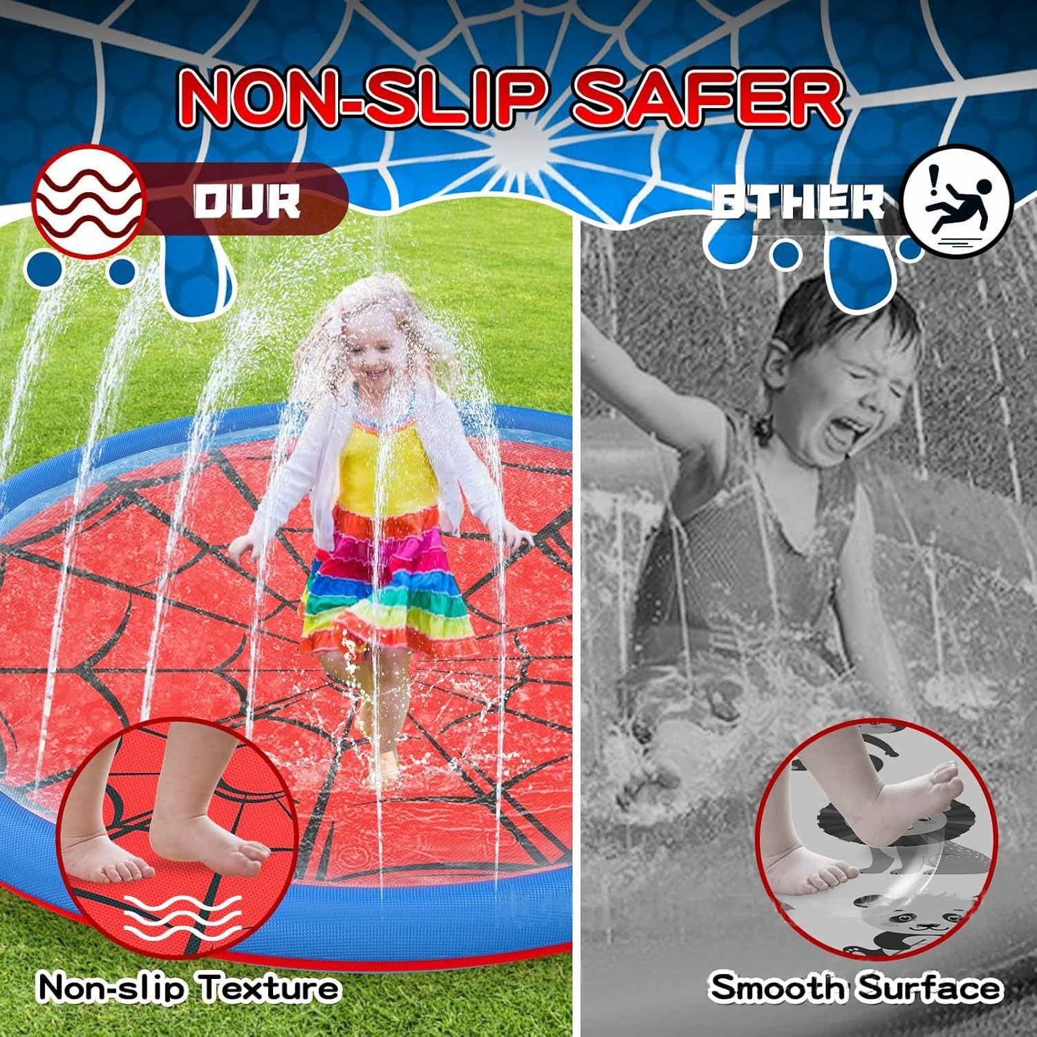 Customizable Non-Slip Sprinkler Mat – Dog & Kid Outdoor Water Play Pad with Spider Web Design Customizable Non-Slip Sprinkler Mat – Dog & Kid Outdoor Water Play Pad with Spider Web Design