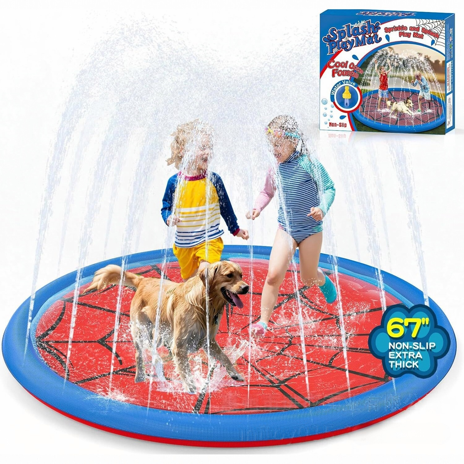 Non-Slip Sprinkler Mat – Dog & Kid Outdoor Water Play Pad