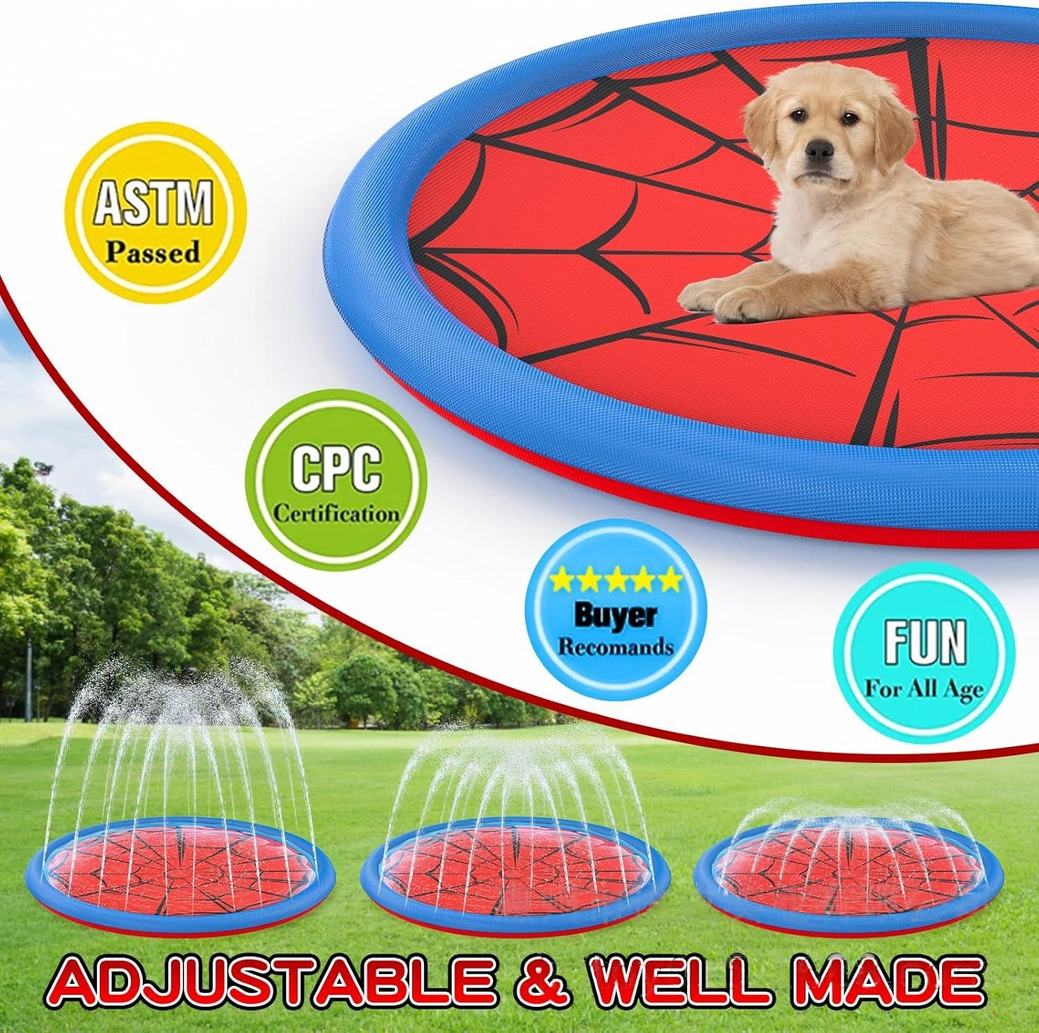 Non-Slip Sprinkler Mat – Dog & Kid Outdoor Water Play Pad