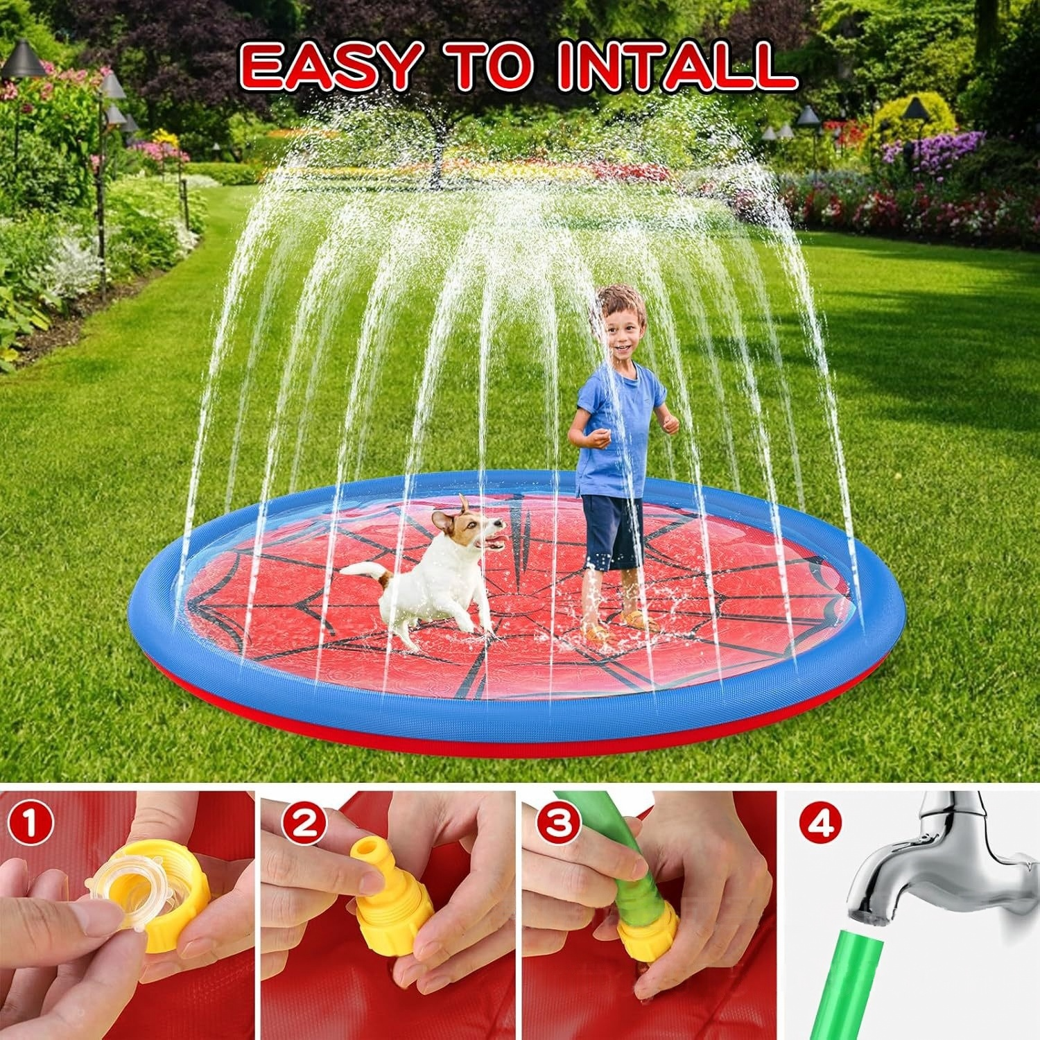 Non-Slip Sprinkler Mat – Dog & Kid Outdoor Water Play Pad